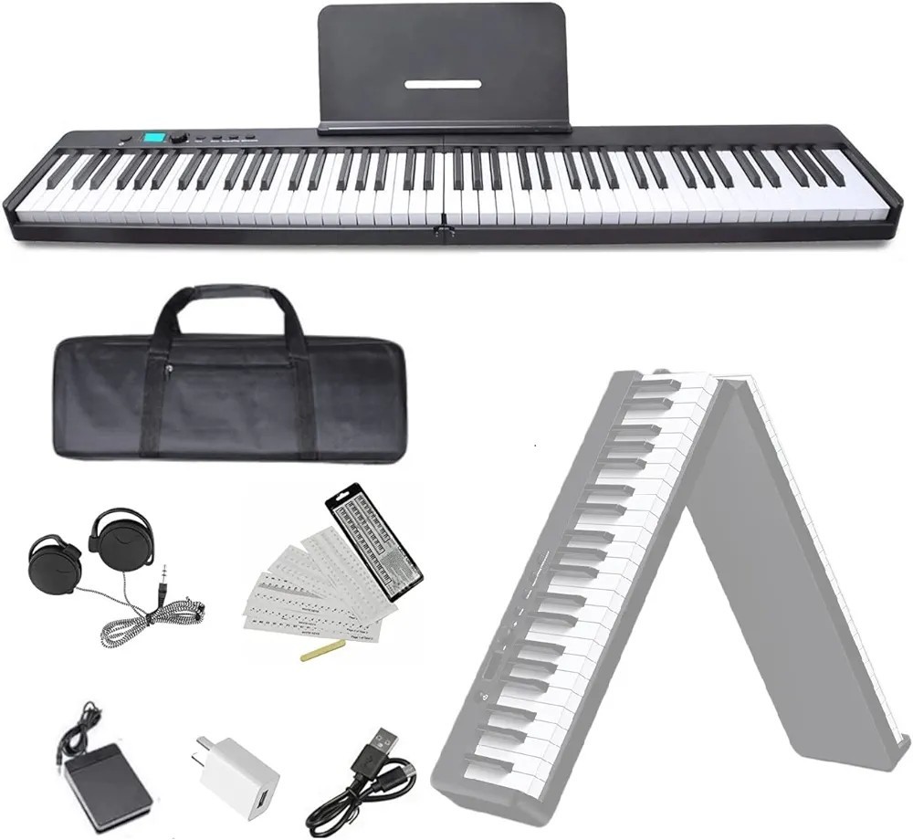  electronic piano 88 keyboard folding type SWAN-X black piano same keyboard size compact light weight charge type MIDI correspondence pedal soft case keyboard seal 