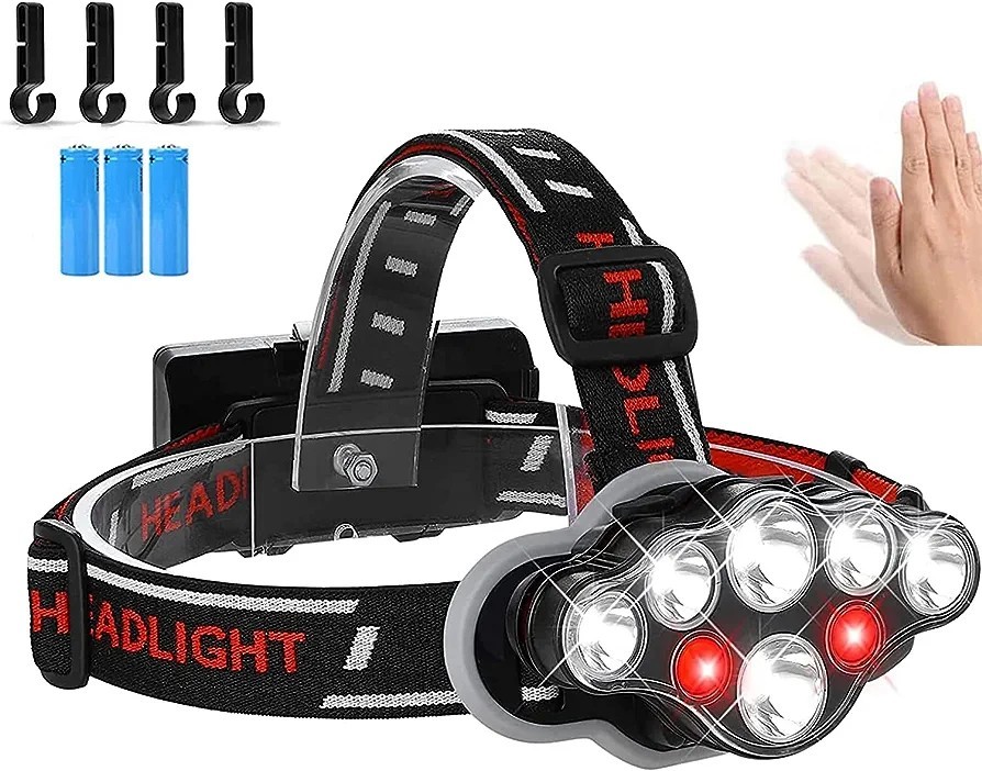 超強力 8LEDヘッドライト led 強力 軍用 最強 明るい 電池式 防水 Type-C タイプC 充電式