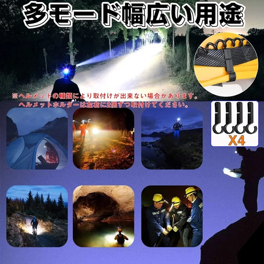 送料無料ヘッドランプ Type-C 充電式 超高輝度 900000ルーメン