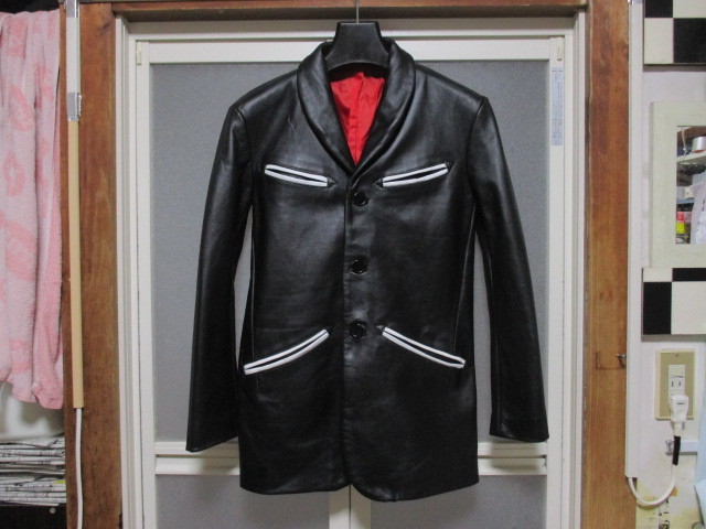代引き人気 カーコート 黒×白 重厚 肉厚 本革レザージャケット