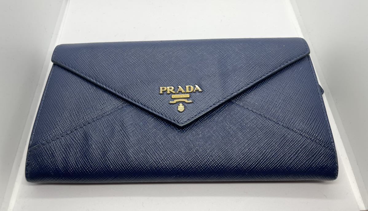 PRADA プラダ ウォレット サフィアーノ ブルー 長財布 レター型 新品未