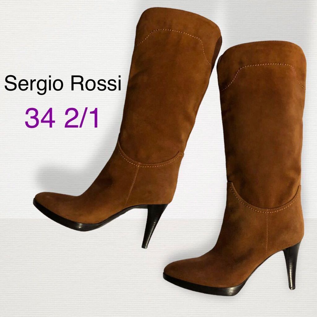 全品送料無料】 Sergio Rossi ブラウン サイズ21.5㎝ 2/1 size34 本革