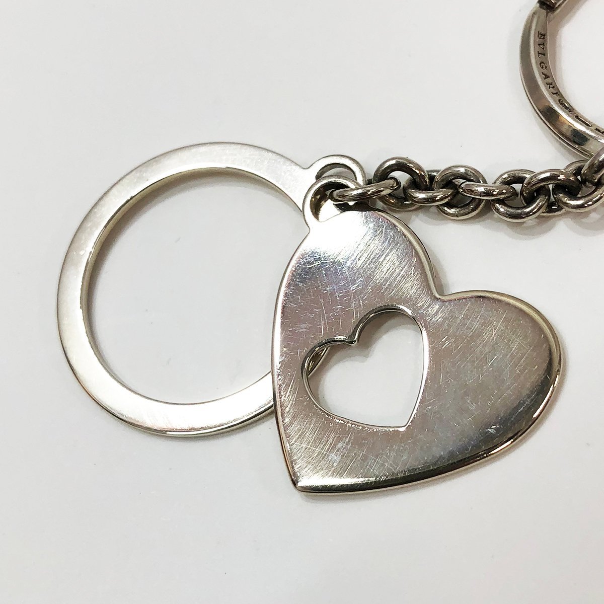  BVLGARY key ring Heart silver 925 key holder charm SV925 BVLGARI used *