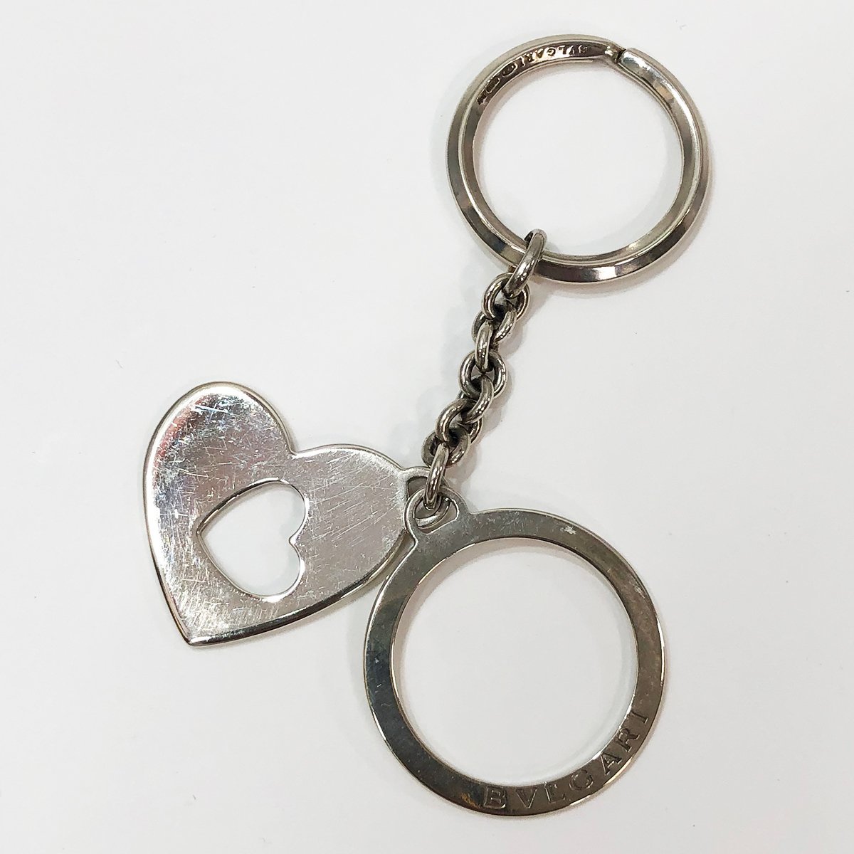  BVLGARY key ring Heart silver 925 key holder charm SV925 BVLGARI used *