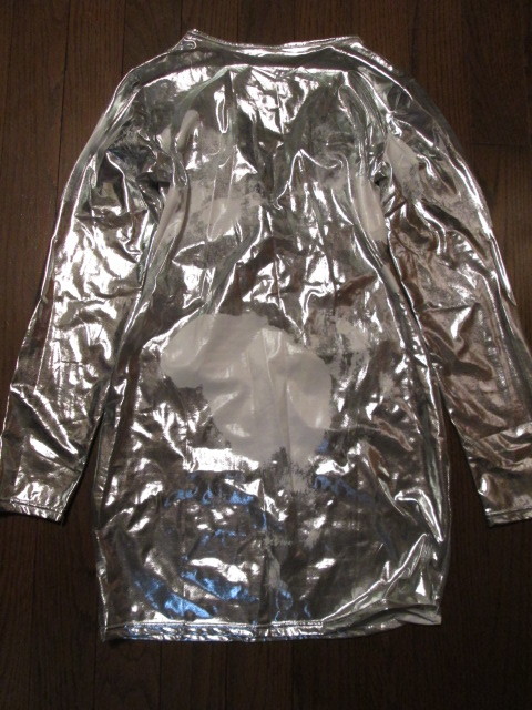  metallic silver stretch One-piece .... large size with defect 
