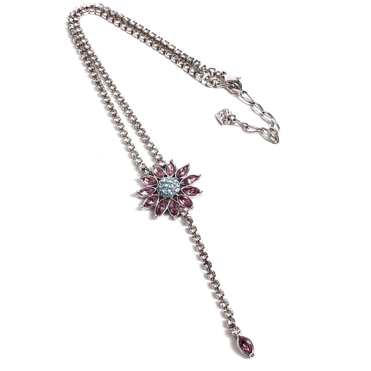 【極美品】SWAROVSKI スワロフスキー ネックレス フラワー ビジュー 花