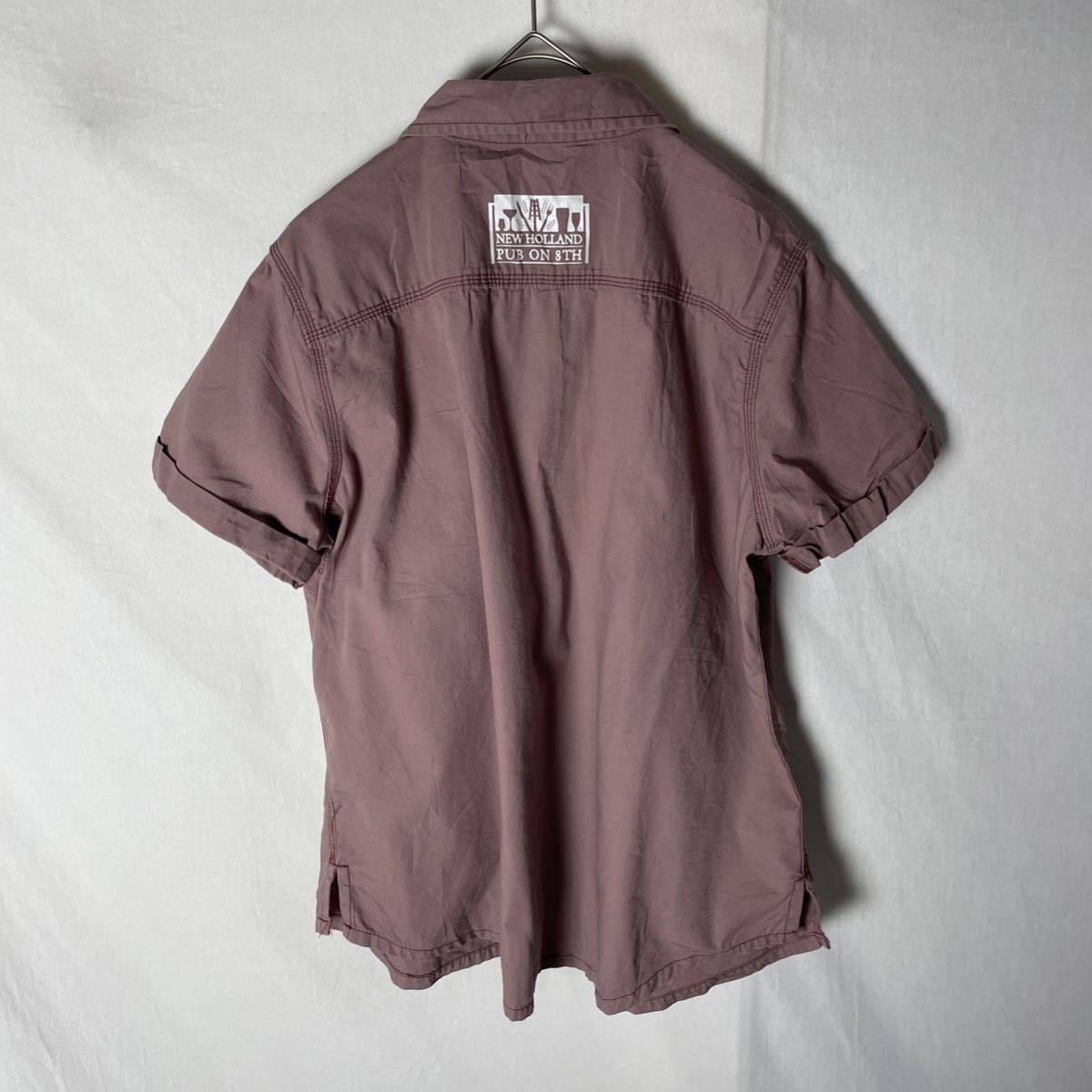 カーハート 半袖ワークシャツ 古着 レディースXLサイズ ワインレッド ヴィンテージ WORK WEARの画像2