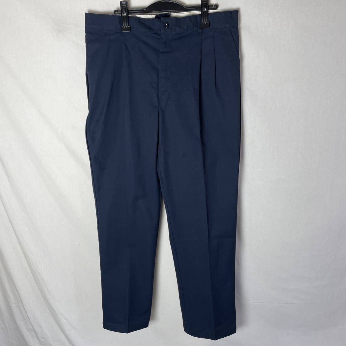 aramark 2 tuck work pants old clothes 38×32 navy Vintage WORK WEAR