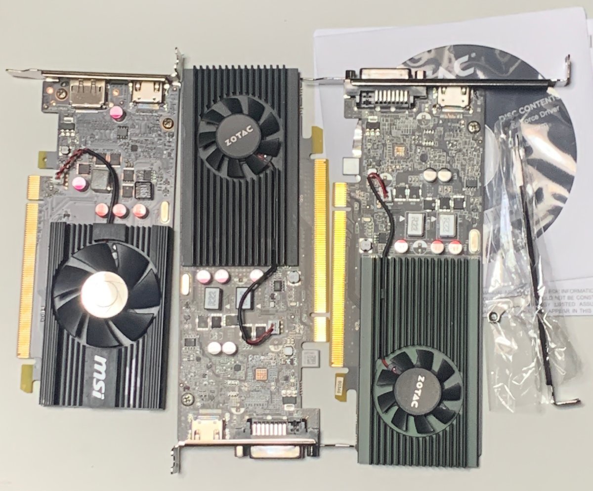 【中古】NVIDIA GeForce GT1030 3台セット / MSI GT 1030 2GD4 LP OC DDR4 ZOTAC ZT-P10300A-10L GDDR5 2台_画像1