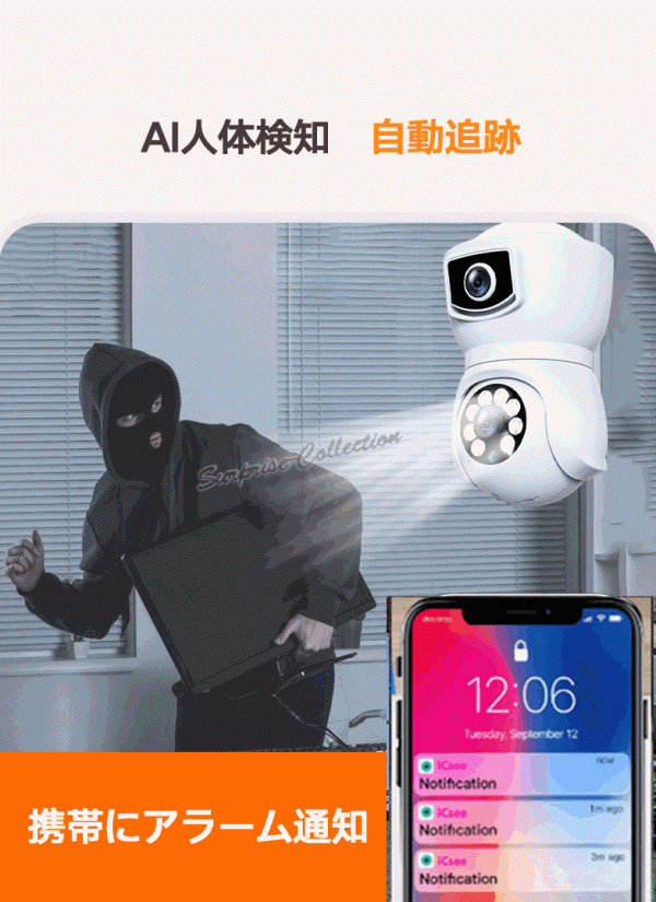 デュアルレンズ 200萬畫素 防犯カメラ LED電球型 Wifiカメラ ベビー?ペット?防犯監(jiān)視カメラ 360度視野 人體検知 V380 e9★