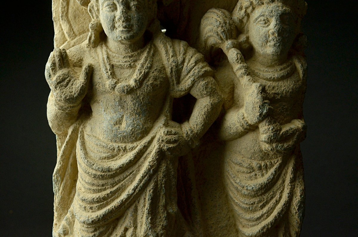 古玩・インド・ガンダーラ「釈迦説法坐像」施無畏印・説法印・諸行無常