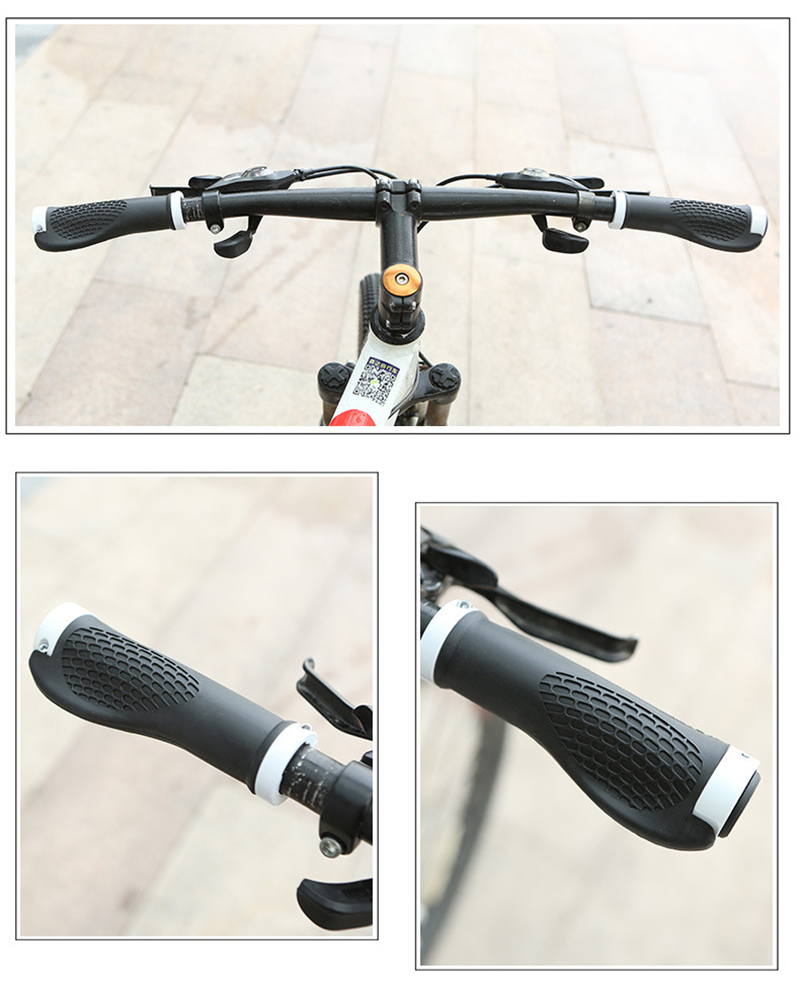 自転車 グリップ 22.2mm 汎用 ハンドル ホワイト エルゴン アルミバーエンドキャップ付 サイクリング マウンテン MTB クロス バイク エンド_画像5