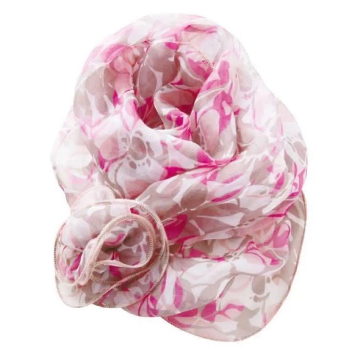 399整理品　花柄　スカーフ　ピンク色_画像4