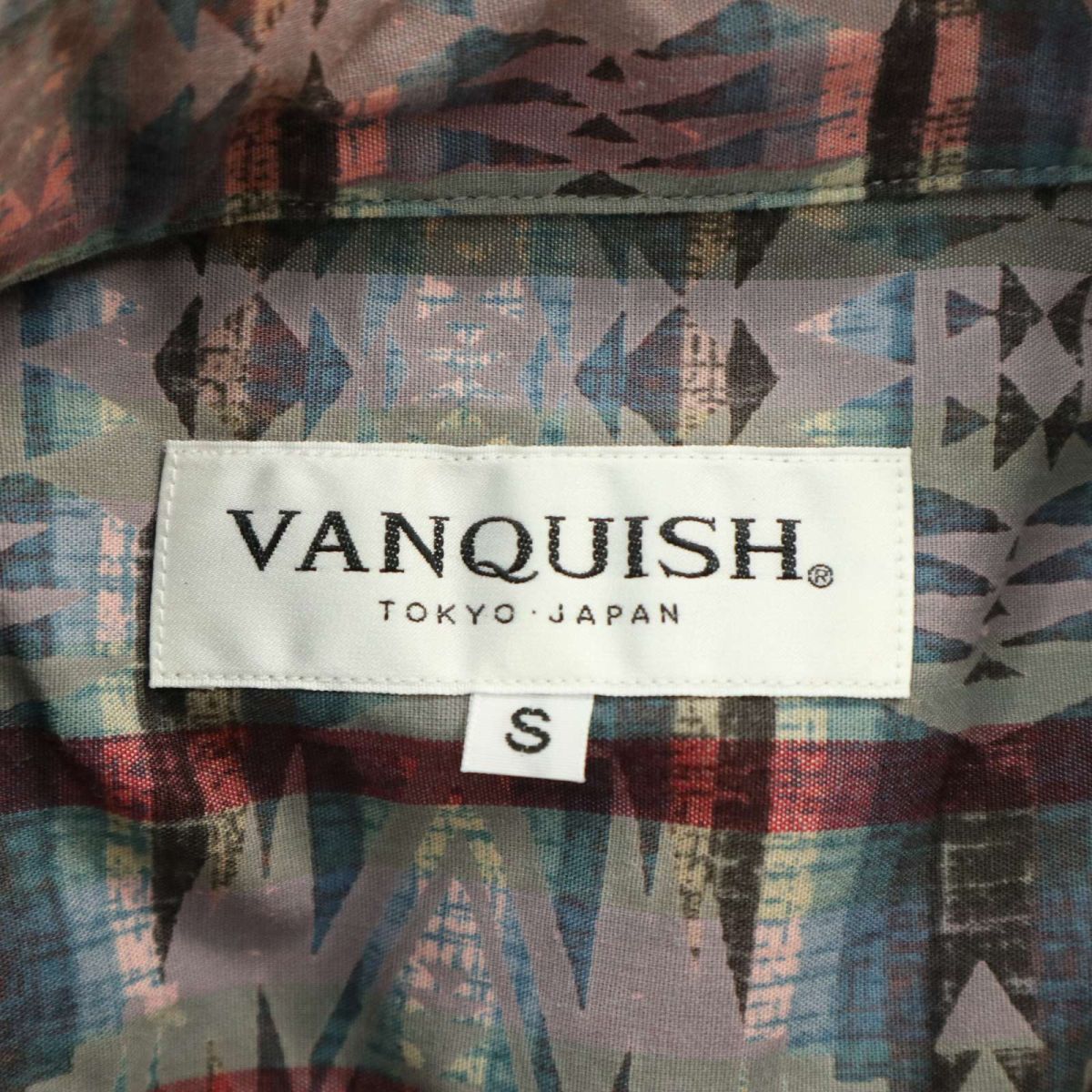 VANQUISH ヴァンキッシュ 通年★ 長袖 ネイティブ柄 × チェック シャツ Sz.S　メンズ 日本製　A3T09874_8#C_画像5