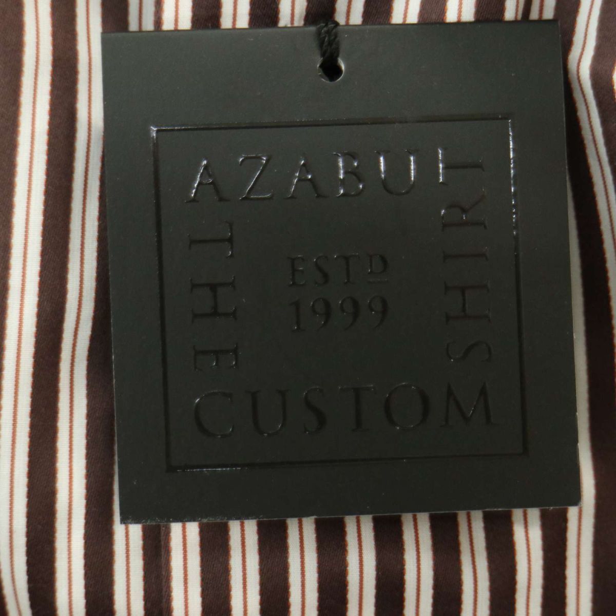 【新品 未使用】 AZABU THE CUSTOM SHIRT 麻布テーラー 通年 イタリア製生地 長袖 ストライプ シャツ Sz.40　メンズ 日本製　A3T09975_9#C_画像5