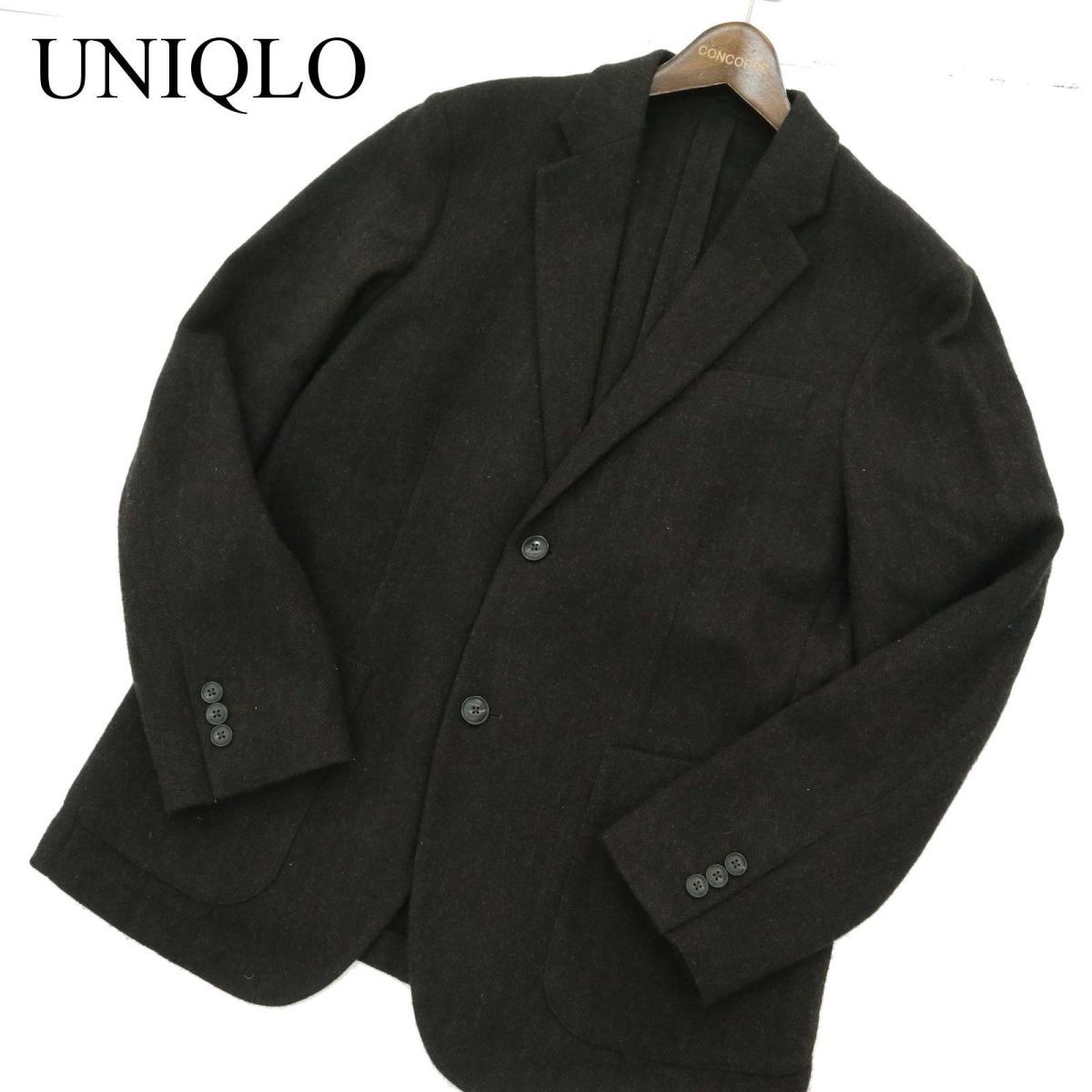 UNIQLO ユニクロ 秋冬 ヘリンボーン★ ウール ツイード アンコン テーラード ジャケット ブレザー Sz.M　メンズ　A3T10181_9#N_画像1