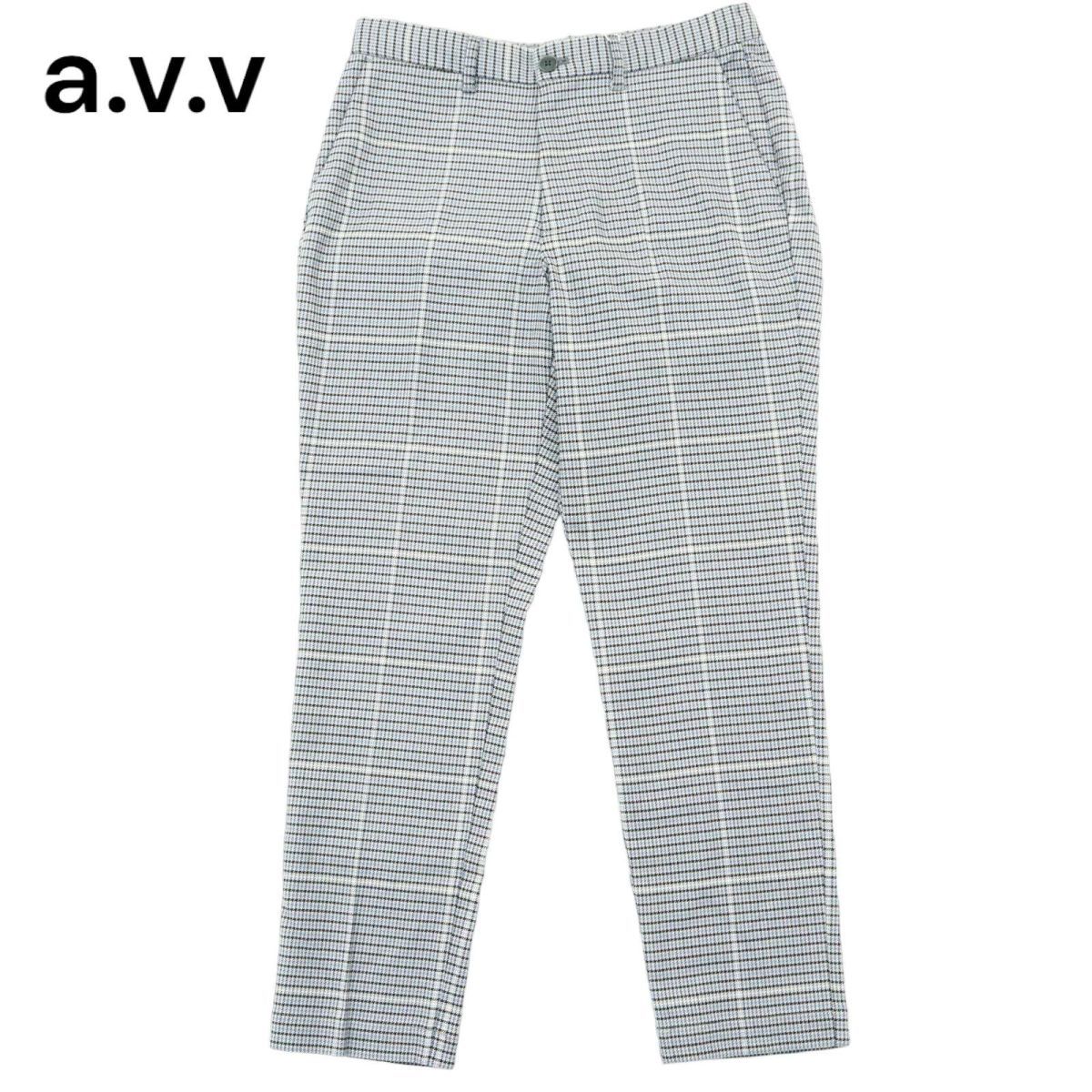 【新品 未使用】 a.v.v アーヴェヴェ 通年 千鳥格子柄 ストレッチ テーパード スラックス パンツ Sz.M　メンズ　A3B04515_9#R_画像2