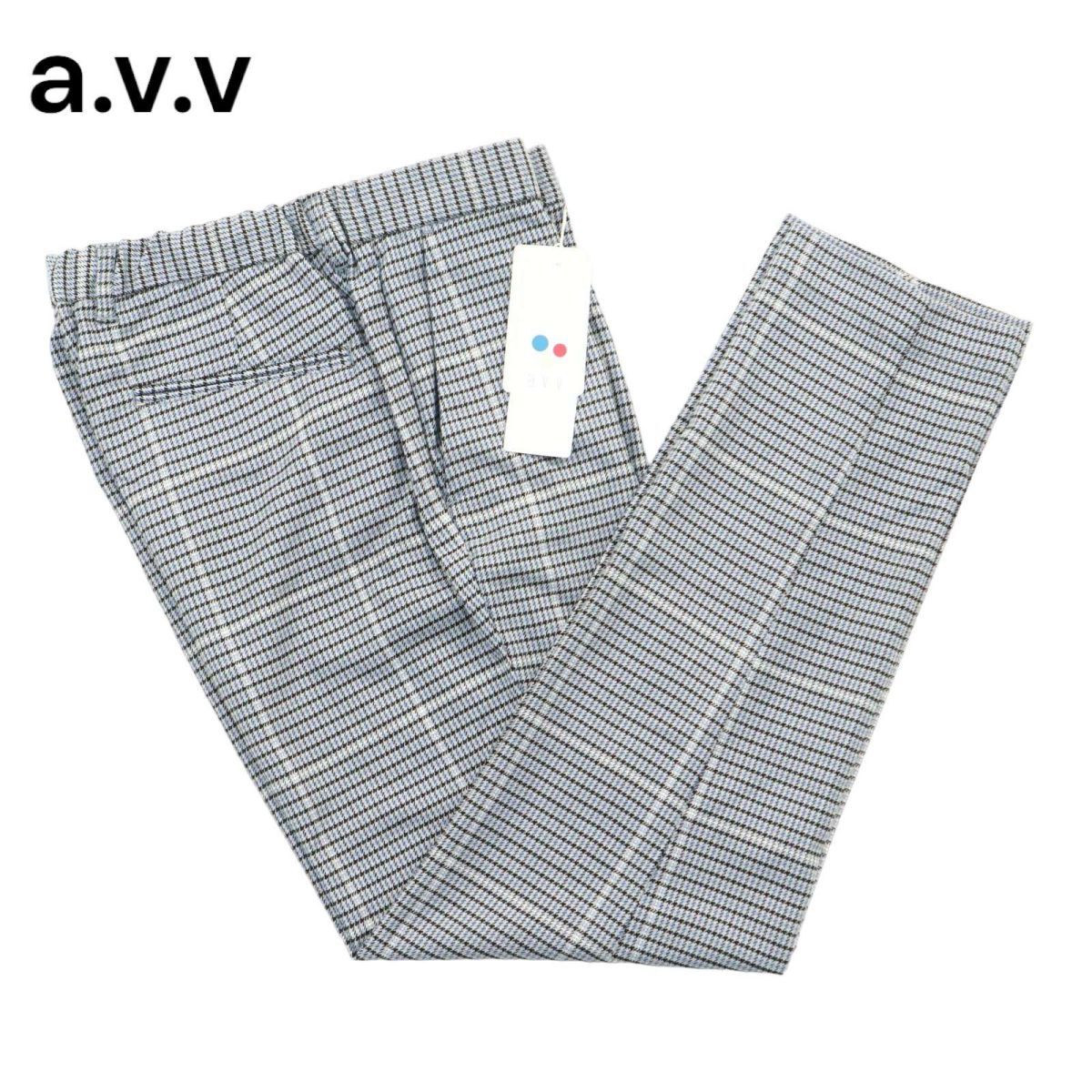 【新品 未使用】 a.v.v アーヴェヴェ 通年 千鳥格子柄 ストレッチ テーパード スラックス パンツ Sz.M　メンズ　A3B04515_9#R_画像1