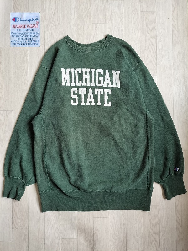 Champion/チャンピオン/90s刺繍タグ/USA製/Reverse Weave/リバースウィーブ/MICHIGAN STATE/スウェット/希少XXLサイズ/ビッグシルエット_画像1