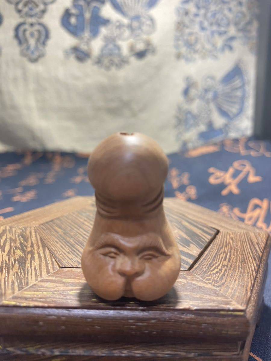 古美術　良い木　　根付　女性器　　春画　可愛い子宝　男根　縁起物　　サイズ4cm