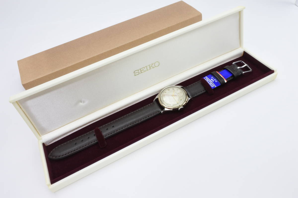 ☆セイコー初本中三針 1956年製 SEIKO SUPER Sマーク 鶴印 オール数字文字盤 手巻紳士腕時計 4KGF BEZEL 純正SEIKOベルト逸品の画像10
