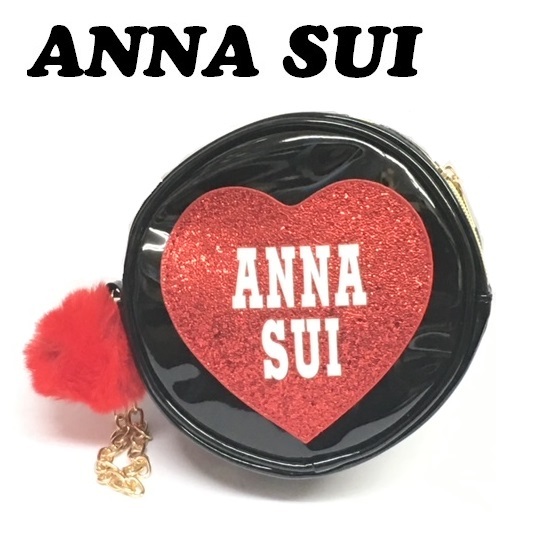 【ANNA SUI】(NO.1085)アナスイ 円形コスメポーチ　サークルポーチ　ブラック　ノベルティ　非売品　未使用_画像1