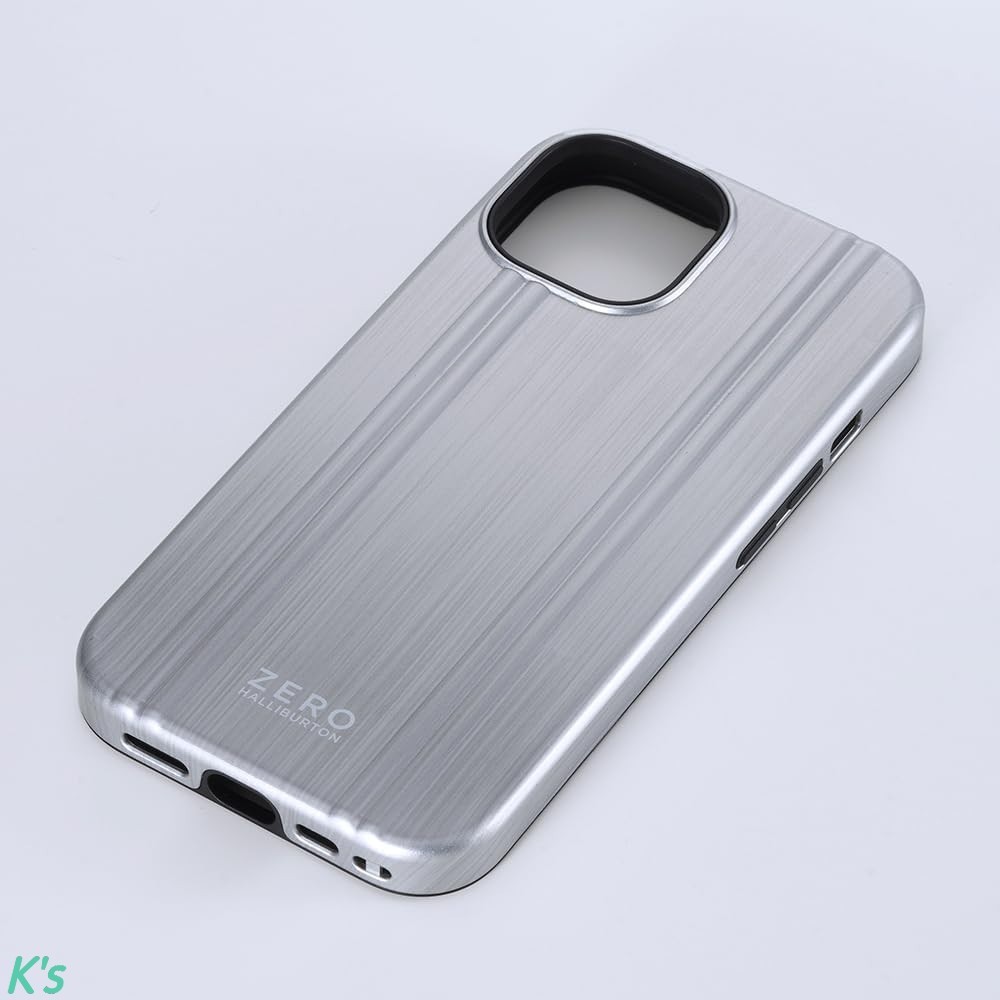 シルバー 背面型 iPhone 15 / 14 / 13 ZERO HALLIBURTON Hybrid Shockproof Case ケース カバー MagSafe対応 ストラップホルダー付属