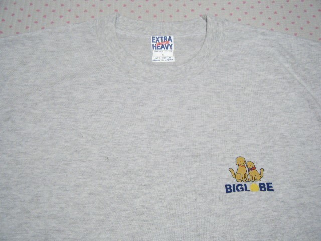 ビッグローブ　BIGLOBE　カジュアル用プリントTシャツ　薄グレー系　サイズ M 　左胸プリント　綿100％　懸賞当選品　＠日本製_画像2