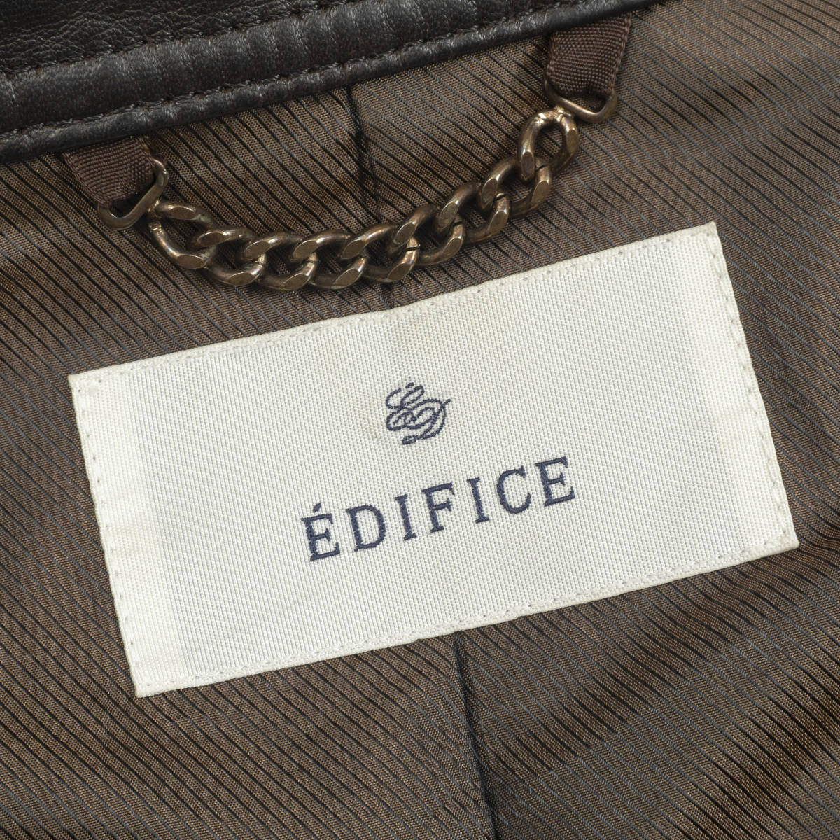 上質ラムレザー『EDIFICE』ライダースジャケット 44(S相当) ブラウン シングル 本革 エディフィス メンズ 管理9160_画像8