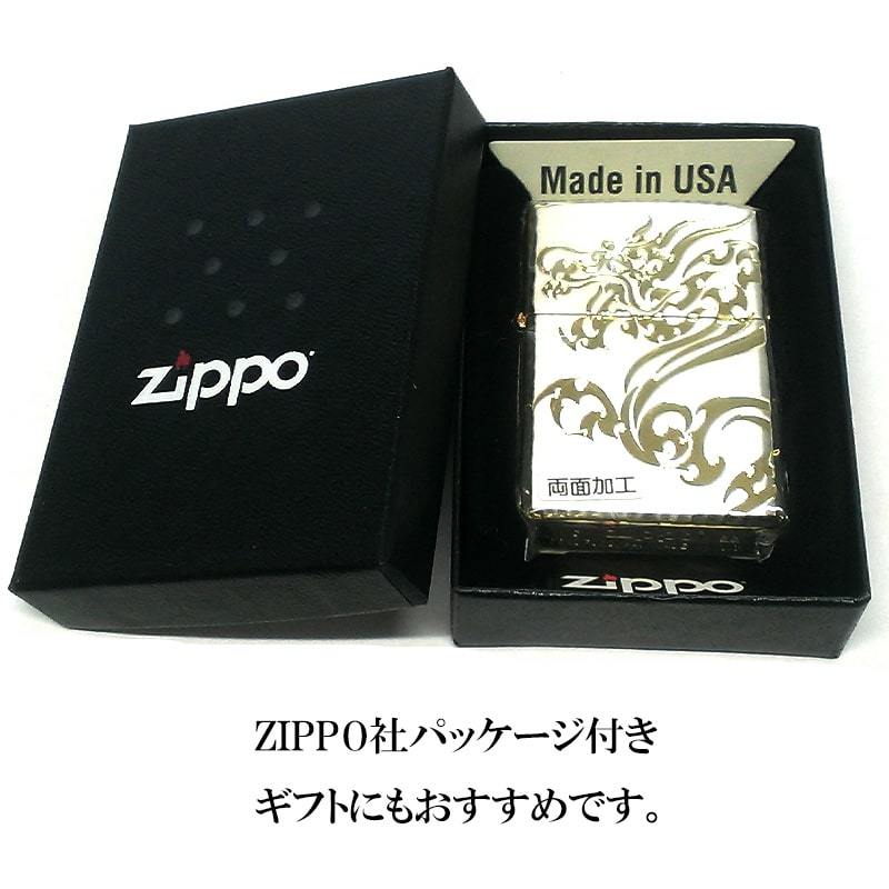 ZIPPO ライター 龍 トライバルビースト ジッポ ドラゴン かっこいい 和柄 リューター加工 ゴールド おしゃれ 彫刻 金差し 両面加工 メンズ_画像6