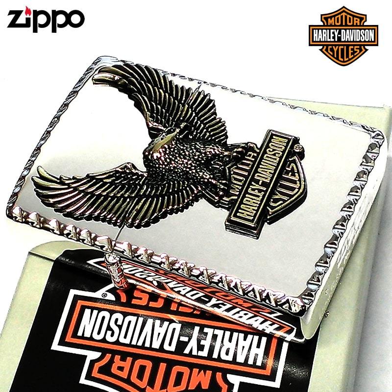 ZIPPO ライター ハーレー ダビッドソン イーグルメタル ジッポ HARLEY-DAVIDSON 鷲 シルバー 鏡面 コーナーリューター加工 かっこいい_画像2