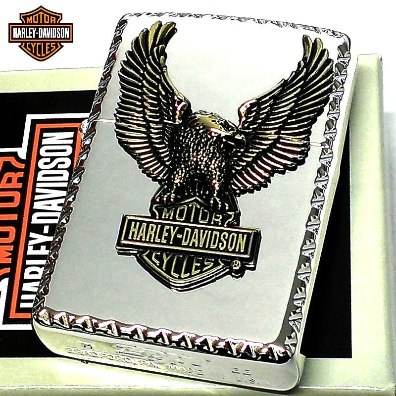 ZIPPO ライター ハーレー ダビッドソン イーグルメタル ジッポ HARLEY-DAVIDSON 鷲 シルバー 鏡面 コーナーリューター加工 かっこいい_画像1