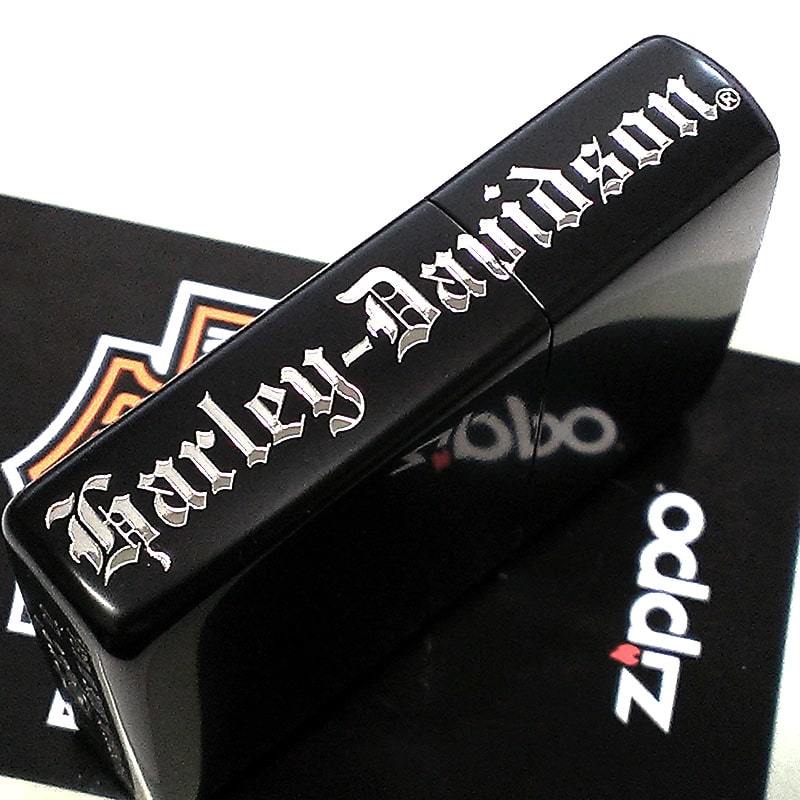 ZIPPO ライター ハーレー ダビッドソン スカル HARLEY-DAVIDSON サイド彫刻 ロゴ かっこいい マットブラック ジッポ ドクロ おしゃれ_画像4