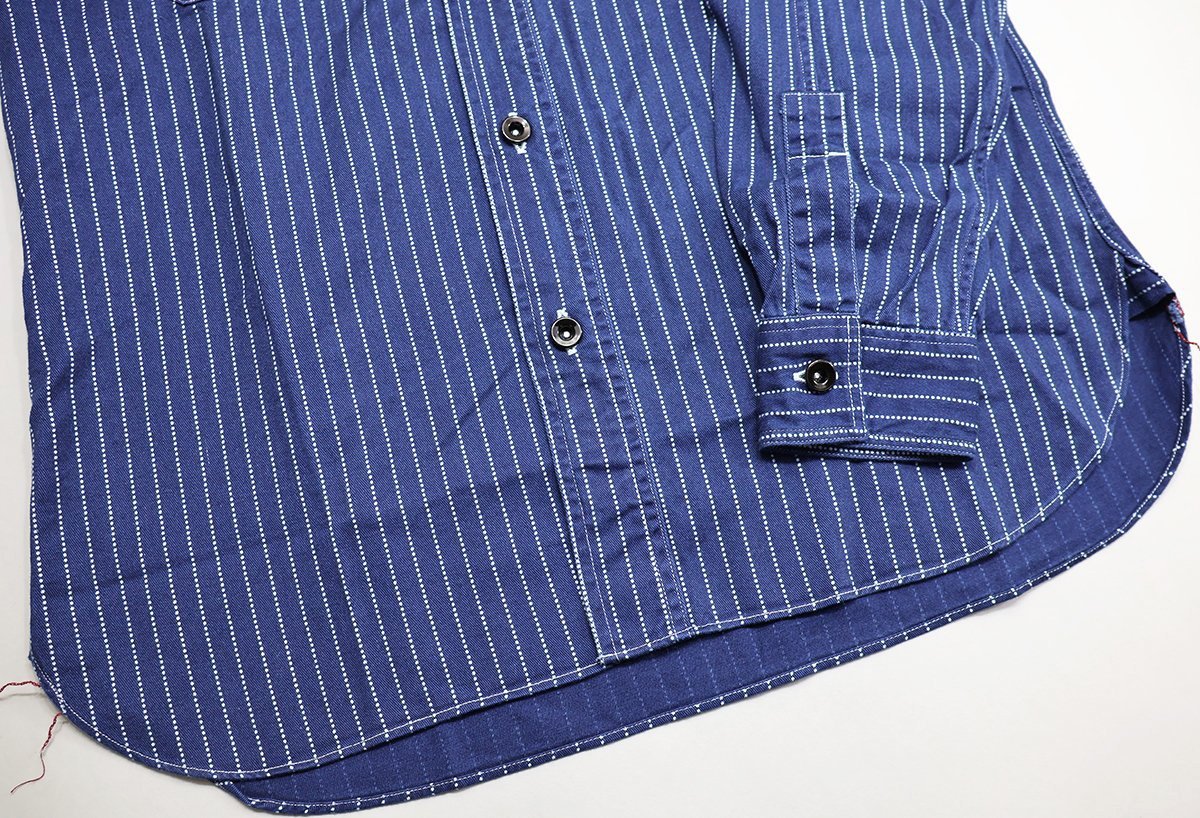SugarCane (シュガーケーン) Wabash Stripe Work Shirt / ウォバッシュストライプ ワークシャツ sc25551 未使用品 ネイビー size M_画像5