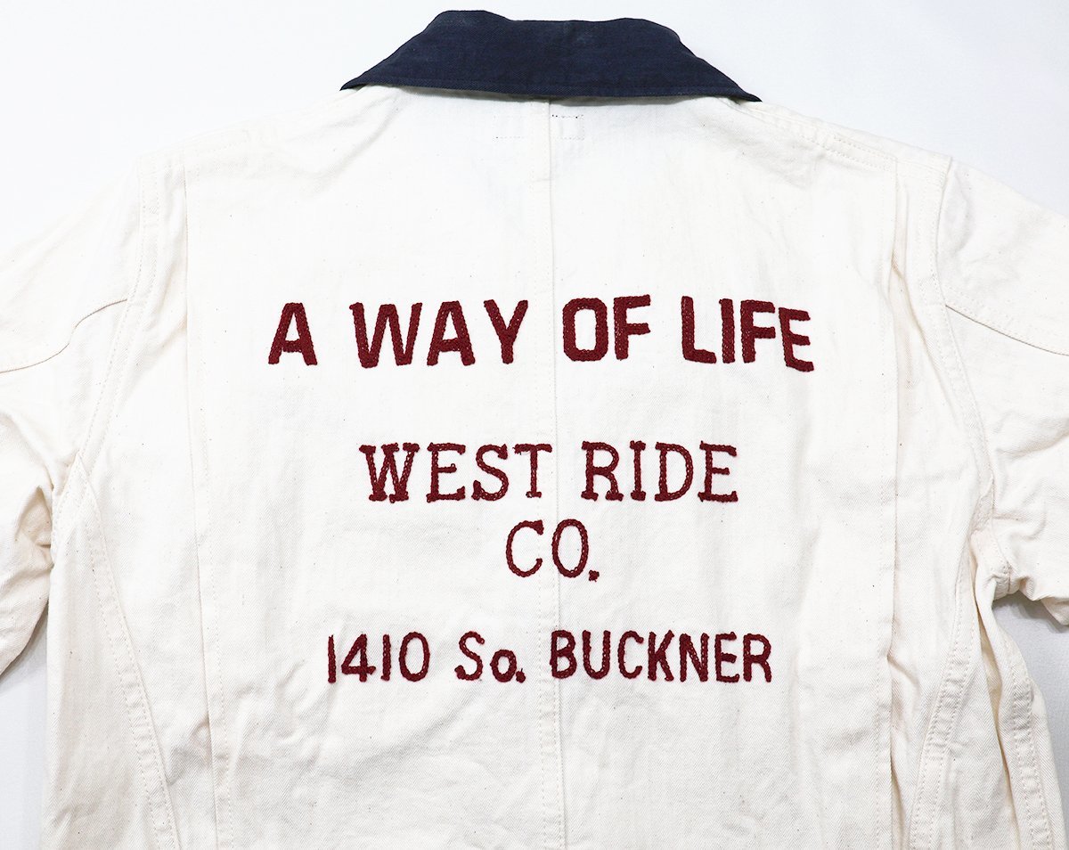 WESTRIDE (ウエストライド) BUCKNER JACKET “A WAY OF LIFE”/ バックナージャケット オフ × ネイビー size 38(M) / ワークJKT_画像6