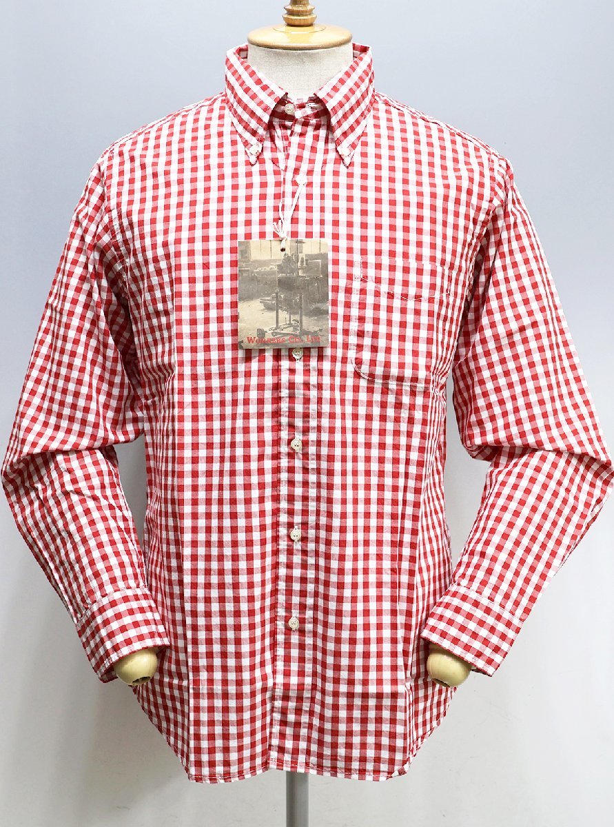 Workers K&T H MFG Co (ワーカーズ) Modified BD Shirt / ボタンダウンシャツ 未使用品 Red Gingham Broad Cloth size 15 /ブロードクロス_画像1