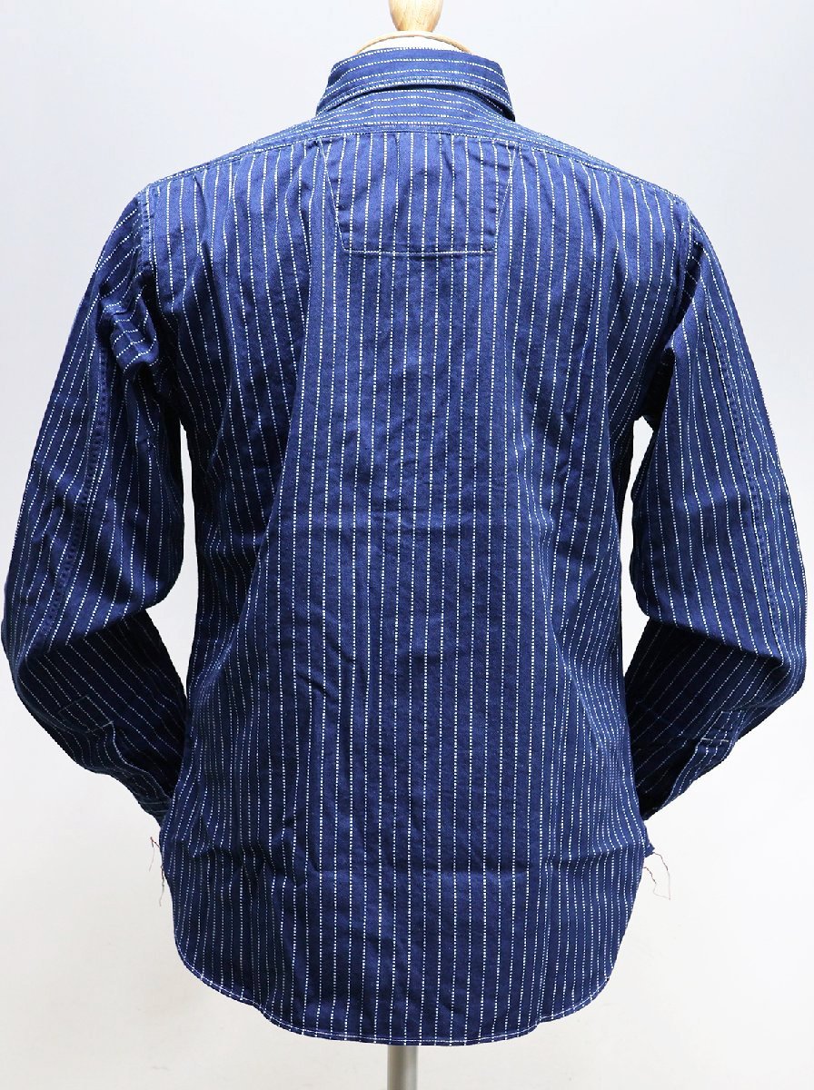 SugarCane (シュガーケーン) Wabash Stripe Work Shirt / ウォバッシュストライプ ワークシャツ sc25551 未使用品 ネイビー size M_画像3