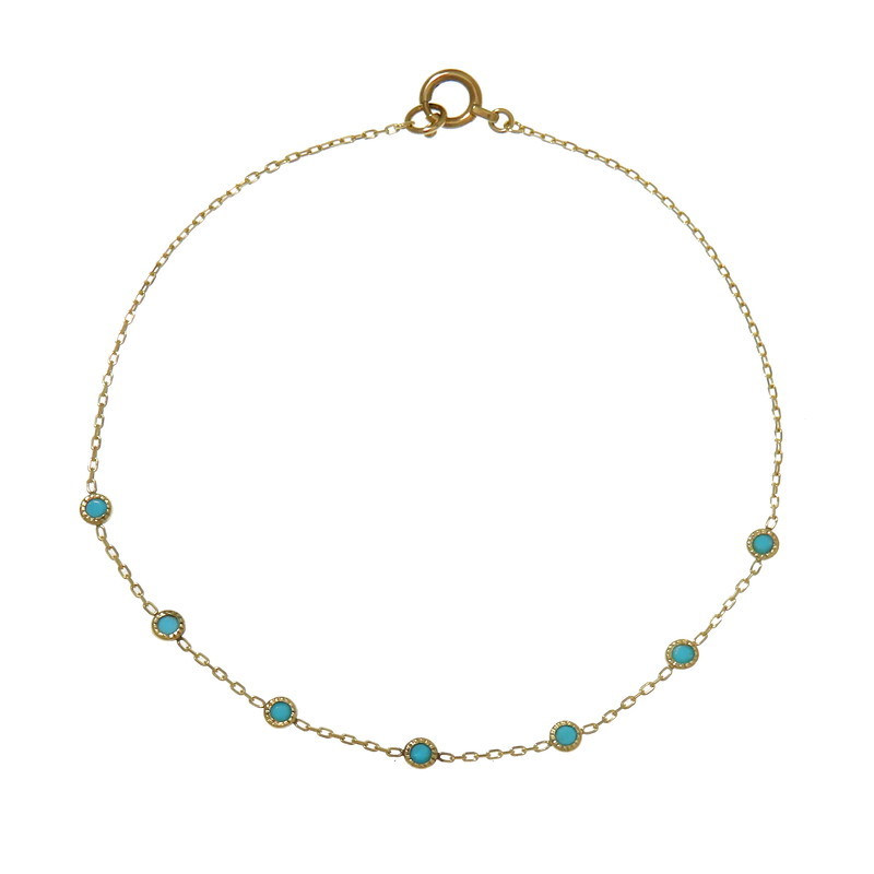 Agete/Agat Dolly Meed League Turquoise/Turkish Stone Bracelet K10 золото 0,5 г 16,5 см. Дамы