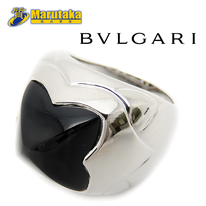 送料無料 ブルガリ ピラミデ リング 11号 オニキス ホワイトゴールド ブラック BVLGARI K18 750 WG 逸品質屋 尼崎 a23k318-3