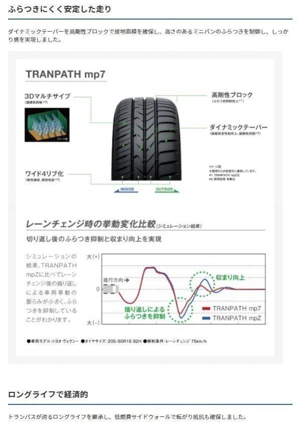 ◆新品! 即納!23年製 4本Set TOYOトランパスmp7 205/60R16 96H 205/60-16 タイヤ交換 夏タイヤ ノア ヴォクシー エスクァイア ハイブリッド_画像8