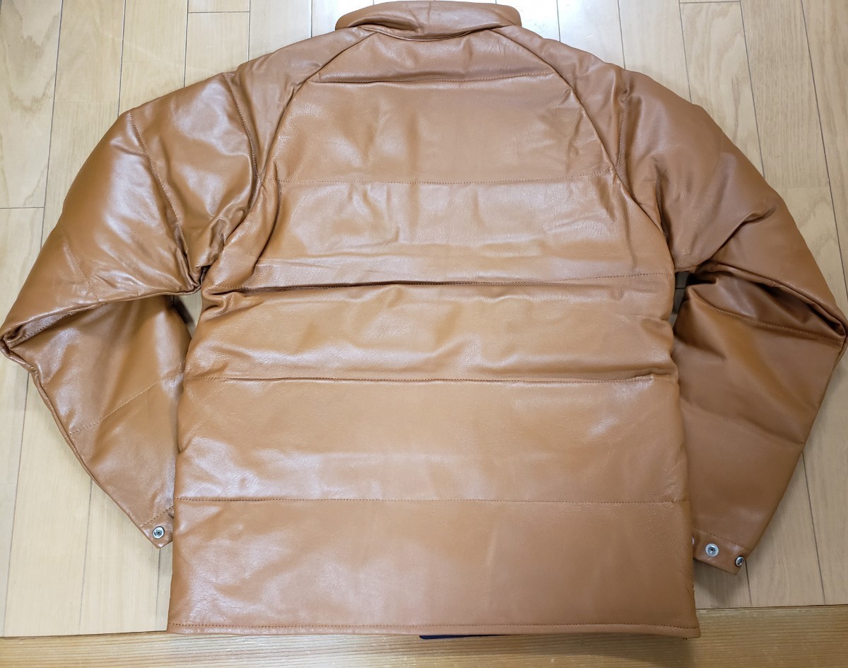  ultra rare S size unused Ape sheepskin down jacket sheep leather A BATHING APE leather Brown Camel draw code equipped lining navy 