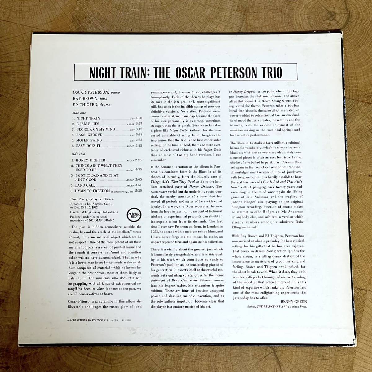 視聴確認済 レコード/LP JAZZ/ジャズ NIGHT TRAIN/ナイト・トレイン OSCAR PETERSON TRIO/オスカー・ピーターソン・トリオ VERVE MV2063_画像3