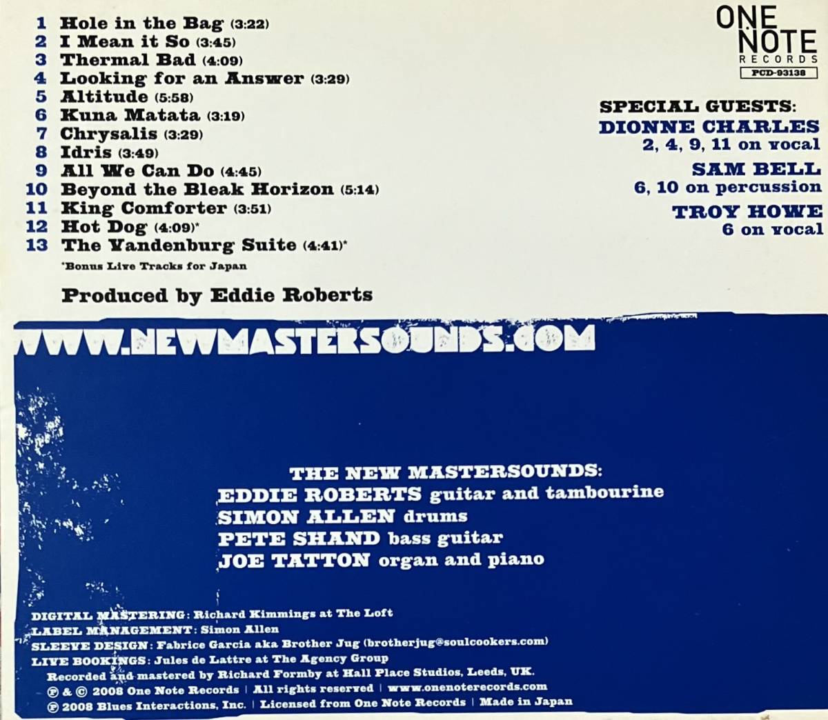 [ CD ] The New Mastersounds Featuring Dionne Charles / Plug & Play ( Funk / Soul ) P-Vine Records ファンク ソウルの画像2