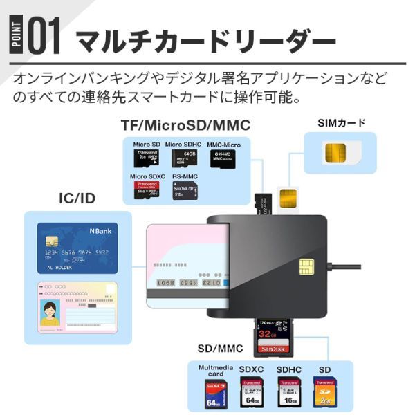 ICカードリーダー マイナンバーカード対応 確定申告 USB 接触型 設置不要 SDカード_画像6