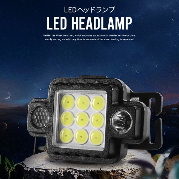 ヘッドライト 充電式 LED ヘッドランプ 作業灯 高輝度 5種点灯モード 集光・散光切替_画像2