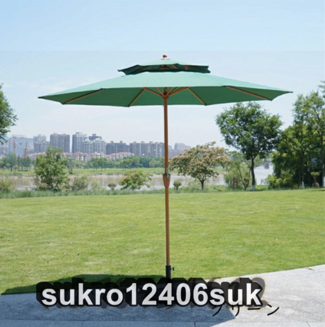 2.7M Large garden parasol portable beach parasol, pool for crank steering wheel .8 rib attaching stabilized . manner lawn grass raw deck reverse side garden 