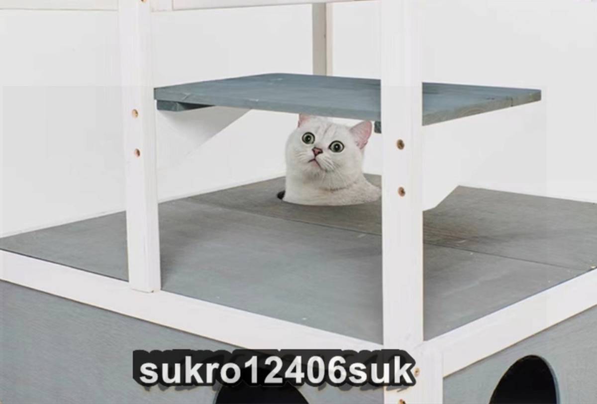 猫の別荘 猫ベッド簡約 132*70*68cm キャットハウス 実木 多機能 四季にも通用する 家庭 キャットタワー_画像7
