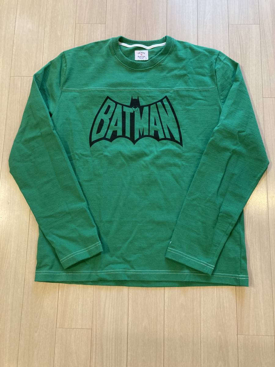 柔らかい DC × NOAH BATMAN グリーン L サイズ フットボールTee カナダ製 定価￥19.800 長袖Tシャツ