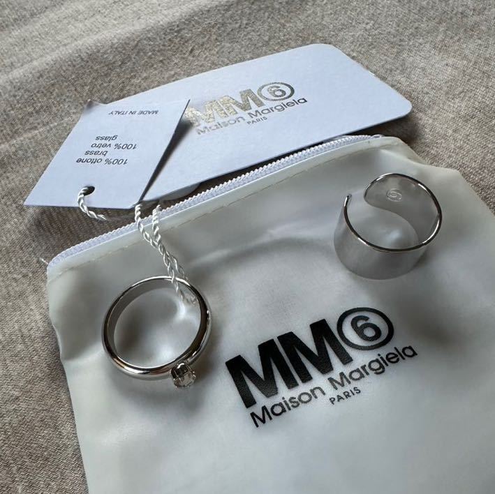 L新品 メゾンマルジェラ MM6 2連 リング 指輪 シルバー 19AW size L Maison Margiela 6 レディース ポリッシュ  アクセサリー