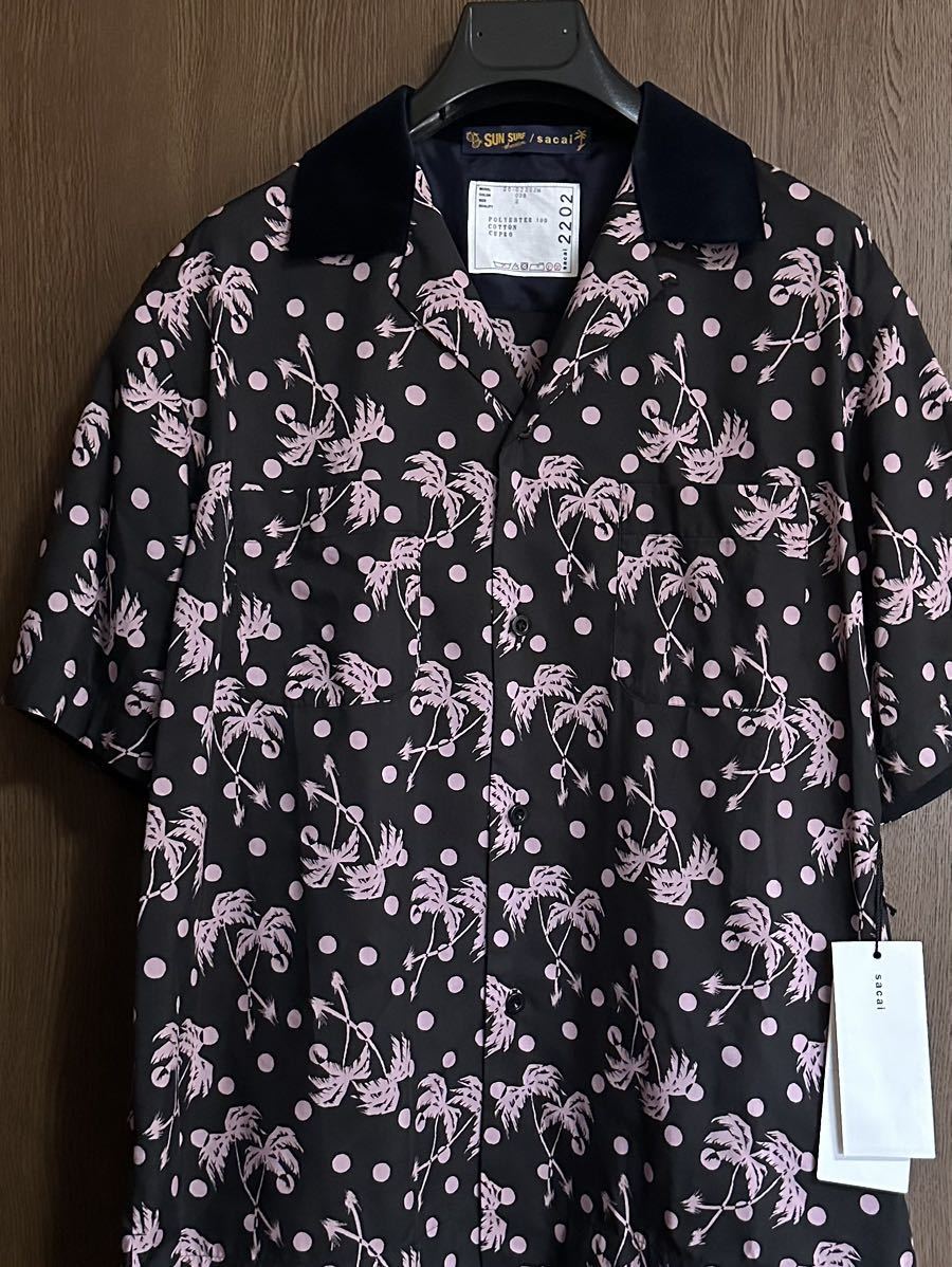 2新品50%off sacai × Sun Surf メンズ パームツリー オープンカラー 半袖シャツ 20SS size 2 M サカイ サンサーフ Tシャツ ブラック